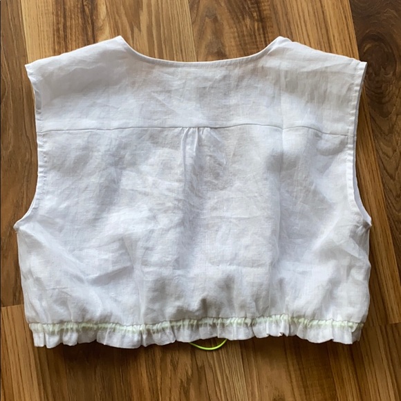 LF Millau 100 % Linen White Crop Drawstring Top M - Picture 3 of 3